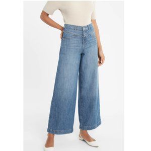 High-Rise Medium Wash Wide-Leg Yoke Jean